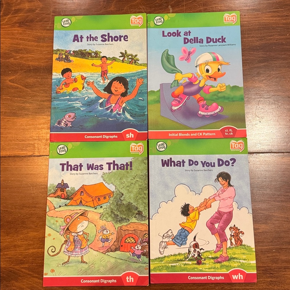 Leapfrog Tag Book Set of 4 Consonant Digraphs Sh Th Wh Initial Blends Ck Pattern